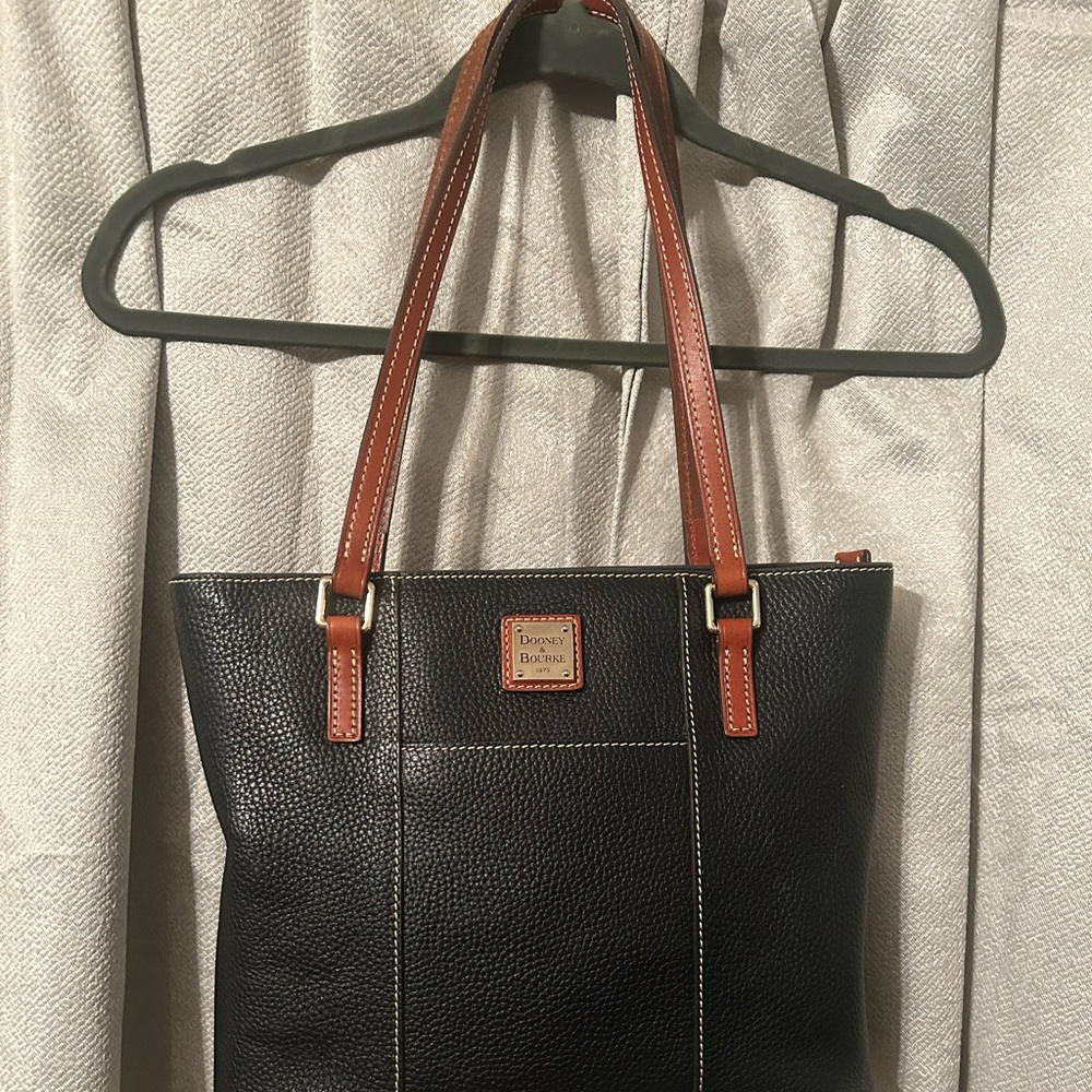 Dooney & Bourke Black Tote with Brown Straps